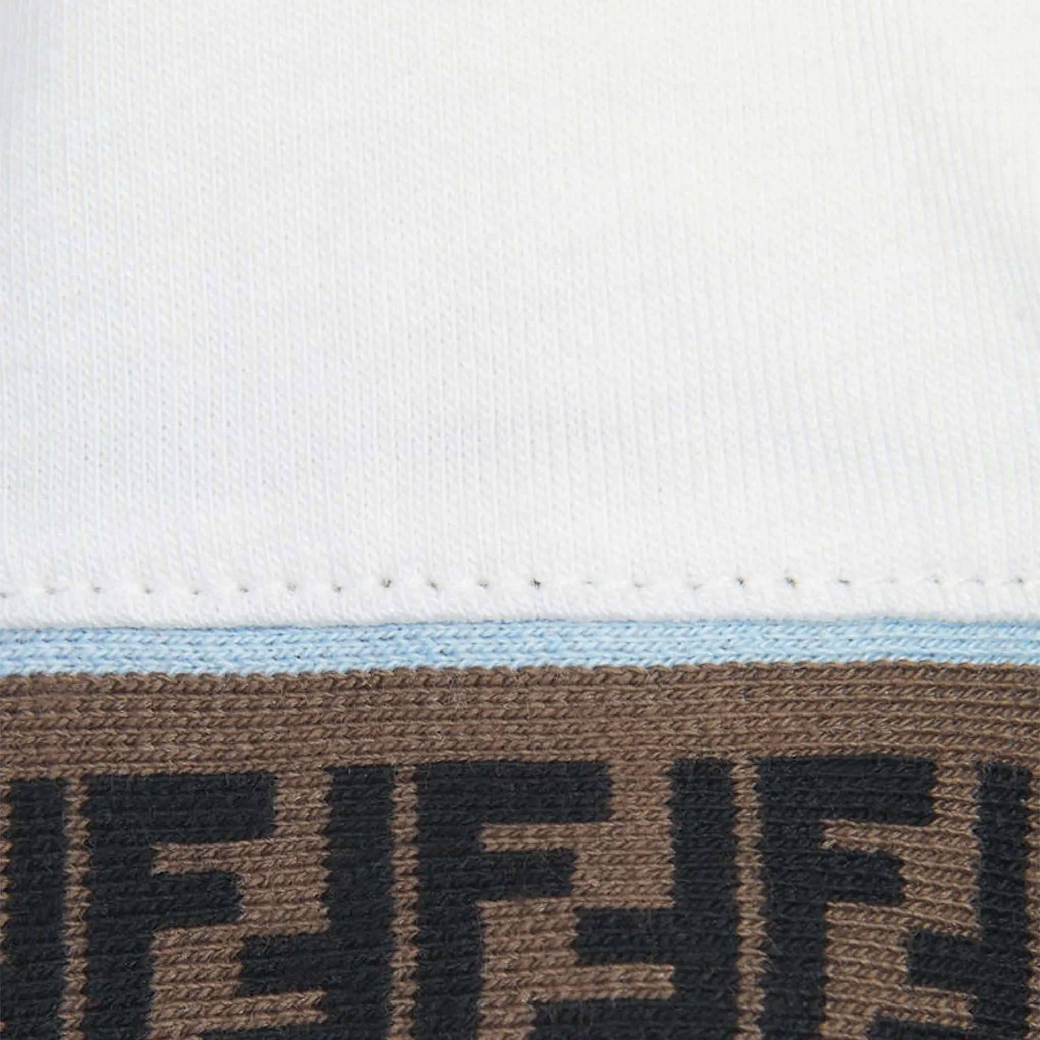 Detailed View of Fendi FF Logo Baby Boys Trim White T Shirt FENS1017107104